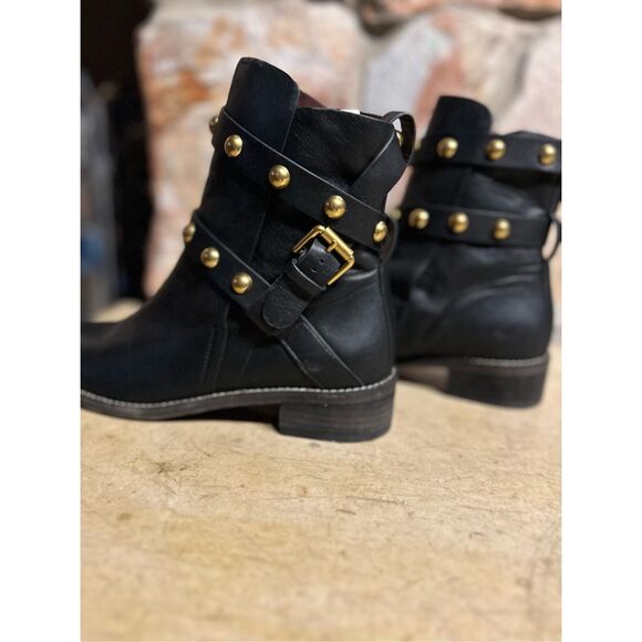 See by Chloe Studded Calf Skin Leather Ankle Booties Black Women's US Size 8 - Picture 8 of 12